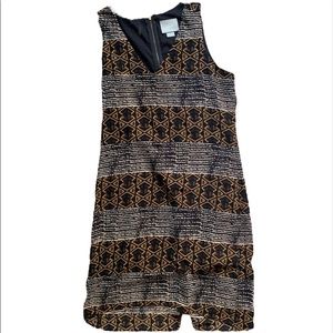 Maeve Anthropologie High-Low Black and Tan Dress